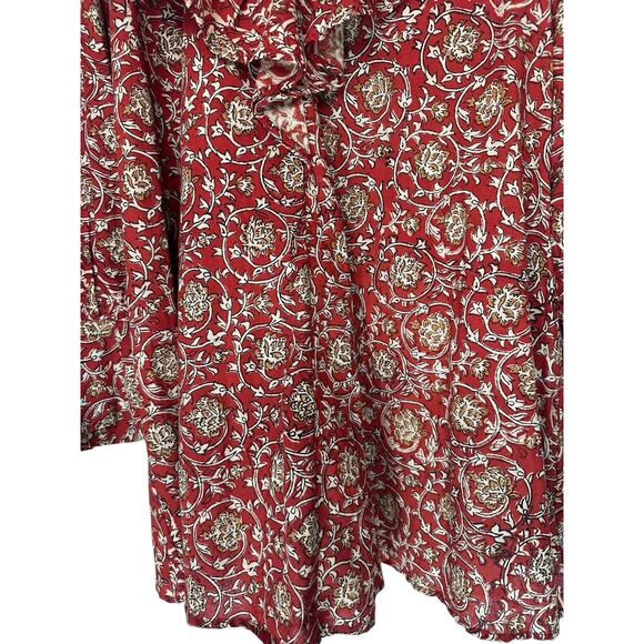 eShakti The Artisanal Collection Boho Bohemian Ruffle Collar Long Sleeve Blouse - Picture 6 of 15